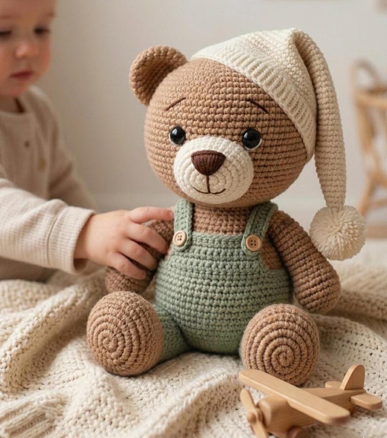 Crochet Teddy Bear Pattern PDF, Chenille Plush Amigurumi Toy Tutorial (Instant Download) image 3