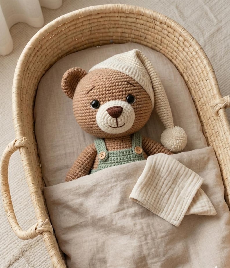Crochet Teddy Bear Pattern PDF, Chenille Plush Amigurumi Toy Tutorial (Instant Download) image 5