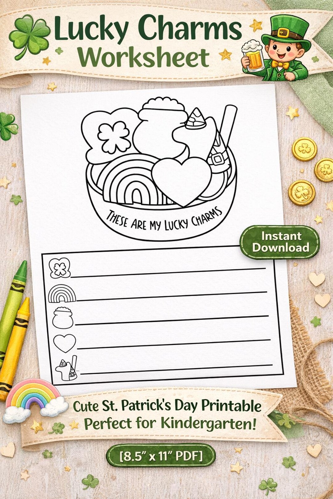 Lucky Charms Worksheet | St Patrick’s Day Writing Activity | Leprechaun ...