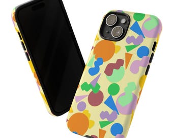 90er Jahre Abstrakte Formen Handyhülle | buntes geometrisches Muster