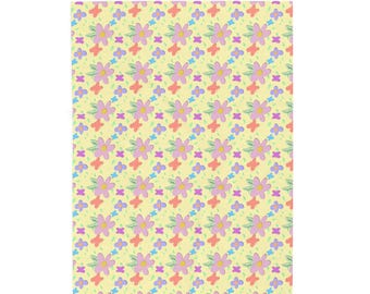 Pastel Floral Velveteen Plush Blanket | Spring Ditsy Flowers Throw