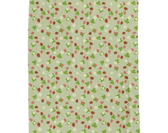 Velveteen Plush Blanket in Strawberry Fields