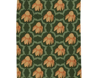 Golden Coneflower Pattern Velveteen Plush Blanket | Floral Decorative Throw