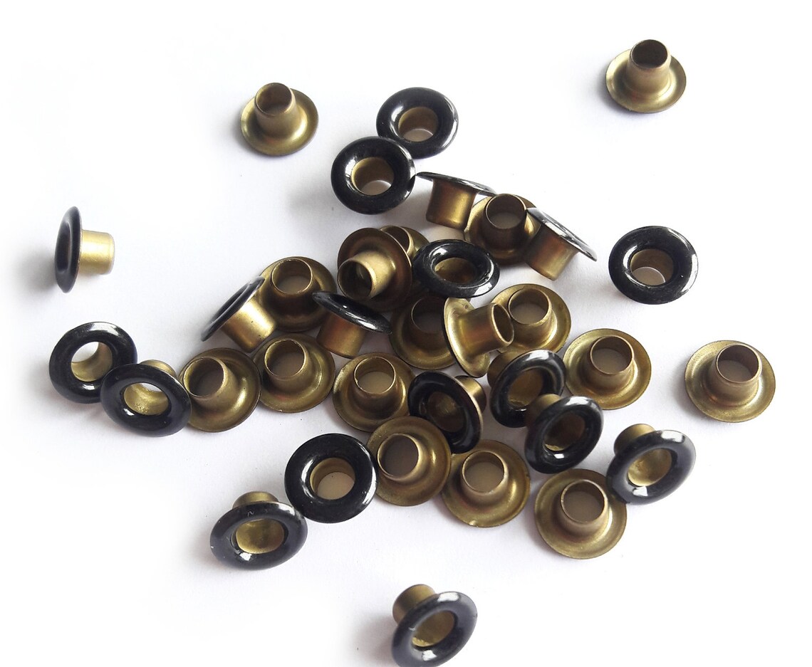 Black Rivets Black Grommets Brass Black Rivets Brass Black Etsy