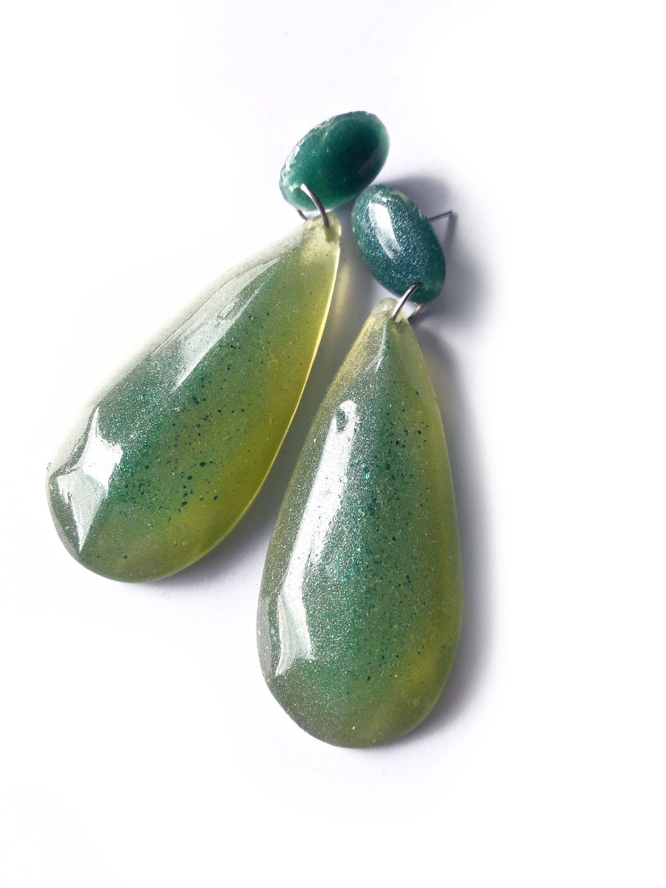 Big Green Earrings Statement Earrings Earrings Bold Etsy