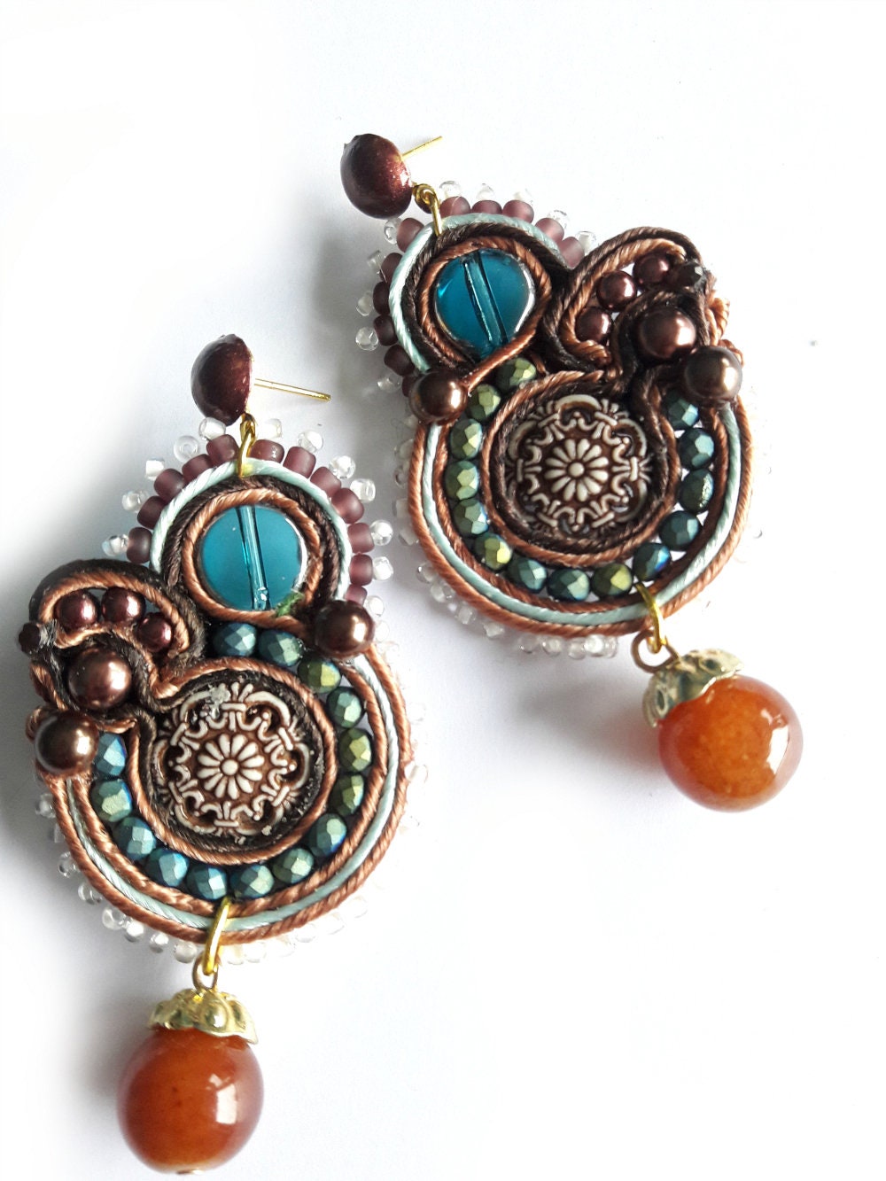 Beautiful White and Brown Color Earrings for Special Occasion main image 0