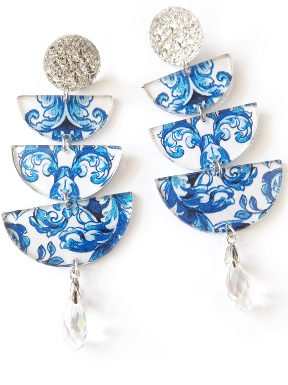 Meenakari blue ring Earring – Shilphaat.com