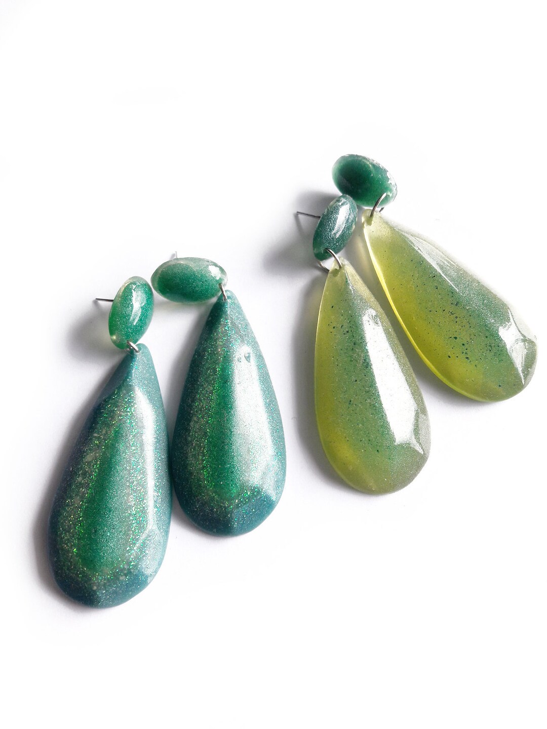Big Green Earrings Statement Earrings Earrings Bold Etsy