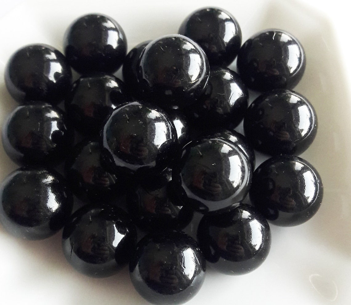 Glass Marbles Black Marbles Big Marbles Black Glass Etsy