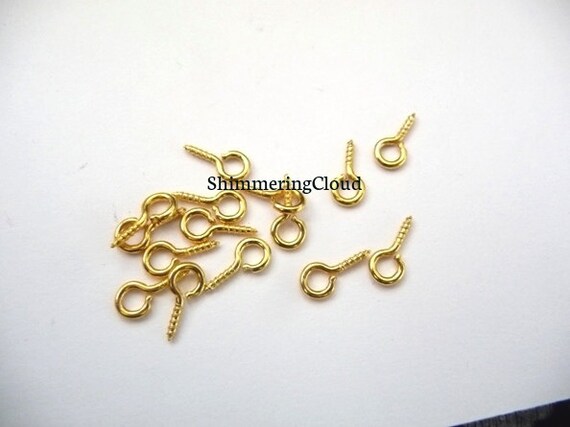 100 Screw eye bails 8 x 4mm gold plated FS34
