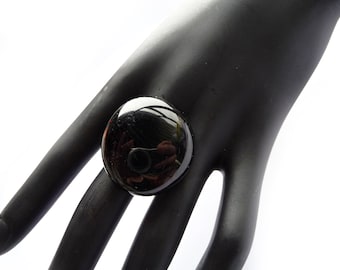 Big Black Ring, Big Ring, Black Ring, Black Rings, Glass Ring, Statement Ring, Round Ring, Ring, Contemporary Ring, Modernist Ring, Glass