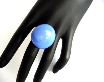 Big Ring, Blue Ring, Glass Ring, Statement ring, Round Ring, Big Blue Ring, ring, statement, unusual ring, contemporary ring, modernist ring