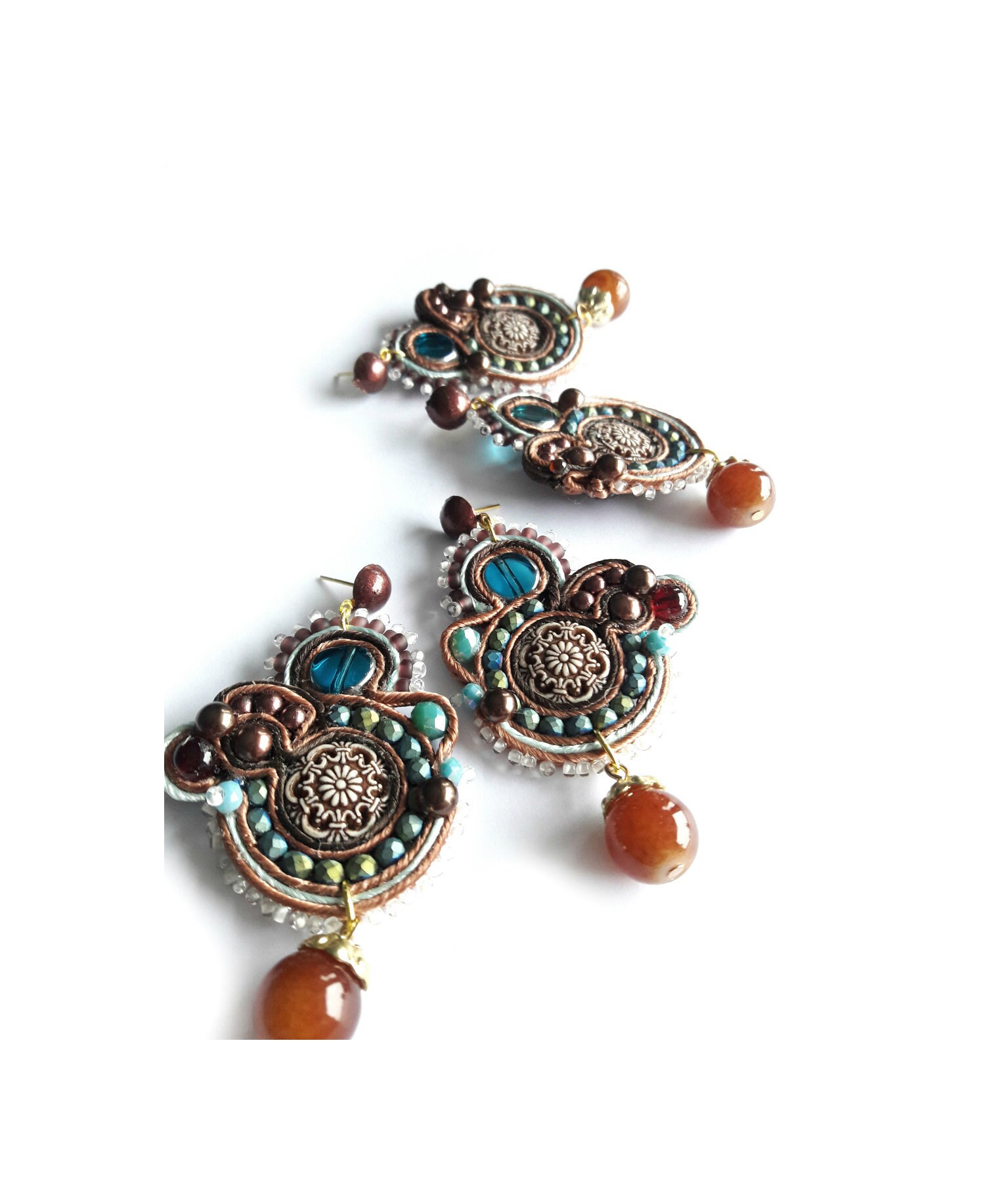Beautiful White and Brown Color Earrings for Special Occasion main image 1