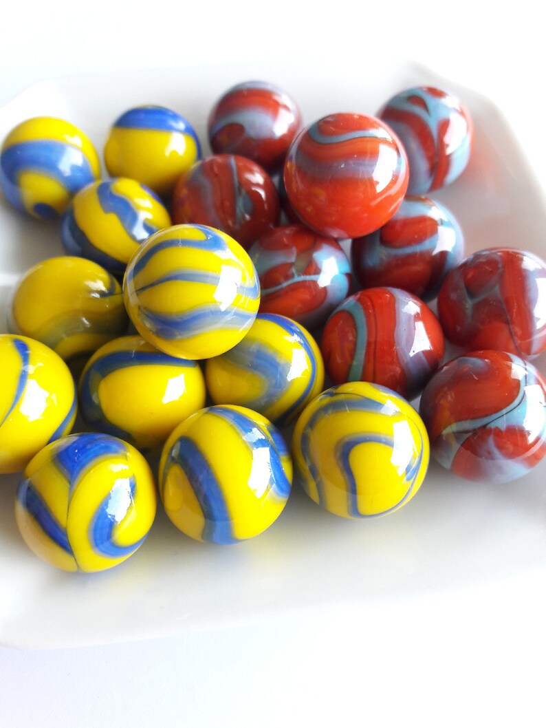 Glass Marbles Round Marbles Bicolor Marbles Colorful Etsy