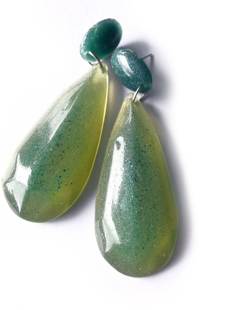 Big Green Earrings Statement Earrings Earrings Bold Etsy