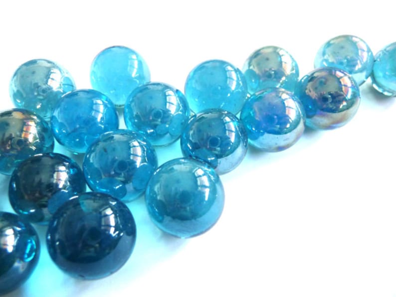 Glass Marbles Blue Marbles Clear Marbles Sea Blue Marbles Etsy