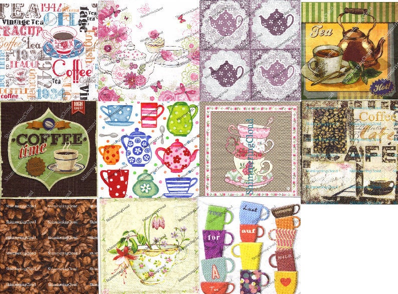 Decoupage Napkins Coffee cups paper napkins decorations Etsy
