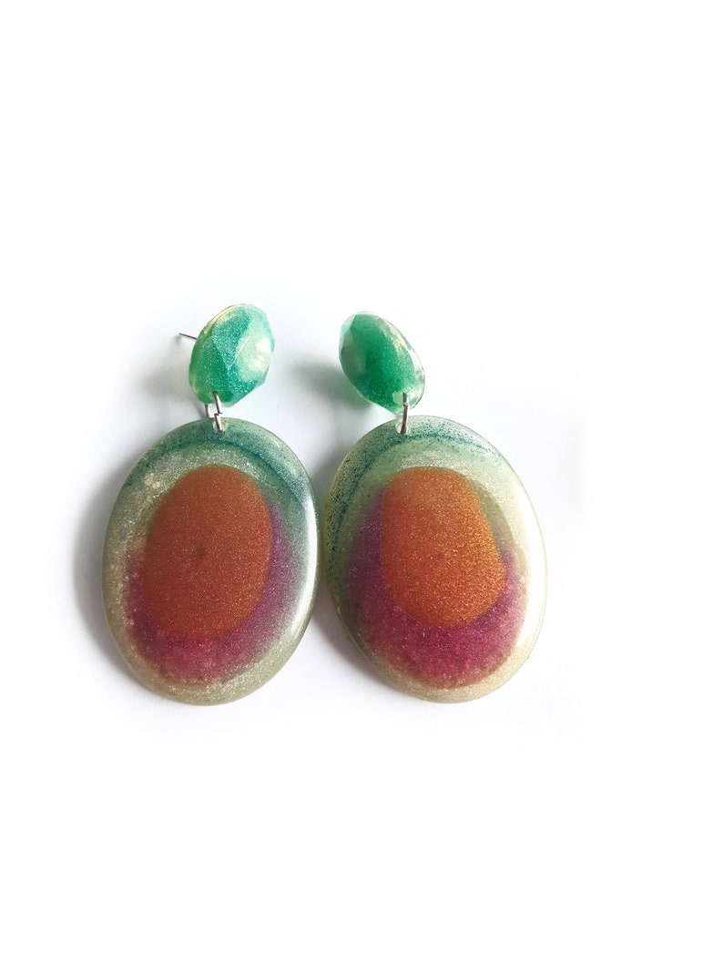 Apricot Earrings Green Earrings Copper Earrings Black Gold Etsy