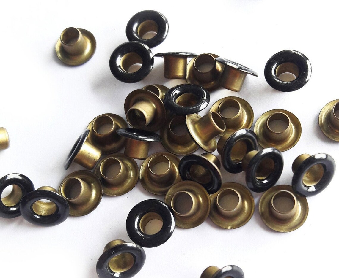 Black Rivets Black Grommets Brass Black Rivets Brass Black Etsy