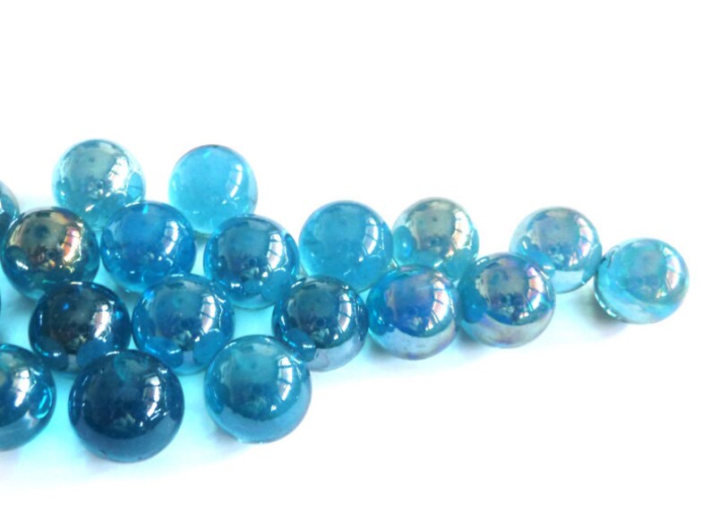 Glass Marbles Blue Marbles Clear Marbles Sea Blue Marbles Etsy