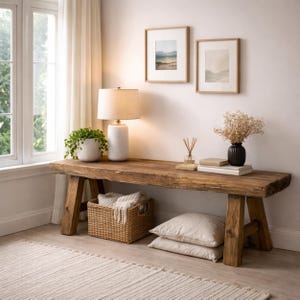 Vintage Style Bench made from Solid Wood, Rustic Bench, Entryway Bench, Farmhouse Bench, Hallway Bench, Handmade, End of Bed Wood Bench Entryway, Farmhouse Entryway Bench, Handmade Wooden Accent Bench, Modern Foyer Bench, Farmhouse Home Decor, Reclaimed Oak Entryway Bench, Solid Barn Beam Bench for Hallway & Mudroom, Rustic Entryway Bench, Modern Entryway Bench, Bench Storage, Shoe Organizer, Entryway Bench, Shoe Bench Wood, Unique Rustic/Reclaimed Wood, Custom Farmhouse Hallway Sofa Entrway