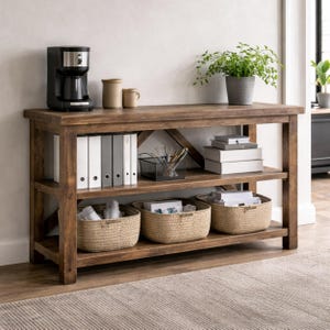 Rustic Wooden Console Table - Entryway Hallway Furniture Handcrafted Live Edge Wood - Hallway Dresser