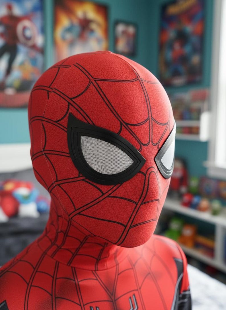 Spindelmannen-kostym | Röd & svart superhjältedräkt för barn | Halloween-klädsel för barn bild 4