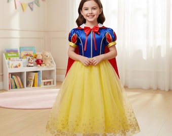 Snow White Princess Dress | Girls Fairytale Costume | Kids Birthday Party Gown