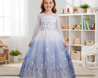 Snowflake Ombre Dress | Girls Princess Costume | Elsa Inspired Play Dress