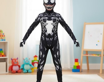 Venom Costume | Kids Marvel Symbiote Suit | Halloween Cosplay Outfit
