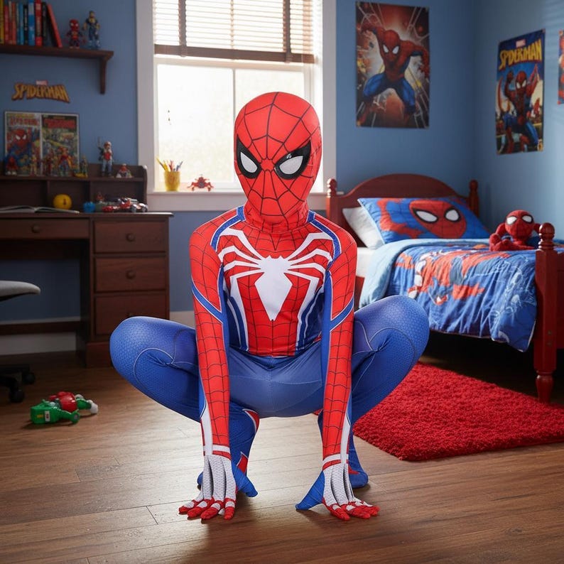 Vit spindeldräkt | Avancerad PS4 Spider-Man-kostym | Halloween-cosplay för barn bild 2