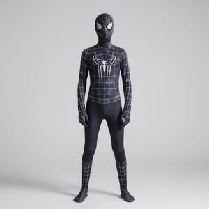 Svart Spider-Man-kostym | Symbiot Venom-kostym för barn | Halloween Cosplay-body bild 3