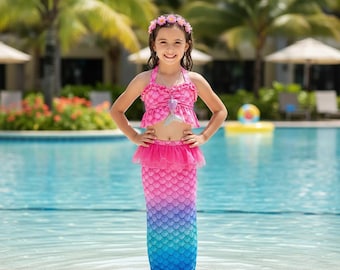 Ombre Mermaid Tail | Girls Swimming Costume | Kids Princess Dress Up
