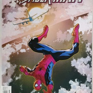 May include: Comic book cover for Marvel's Non-Stop Spider-Man #5. The artwork features Spider-Man in a dynamic pose against a cloudy sky, with an airplane in the background. The title is prominently displayed, along with the Marvel logo and the names of the creators.