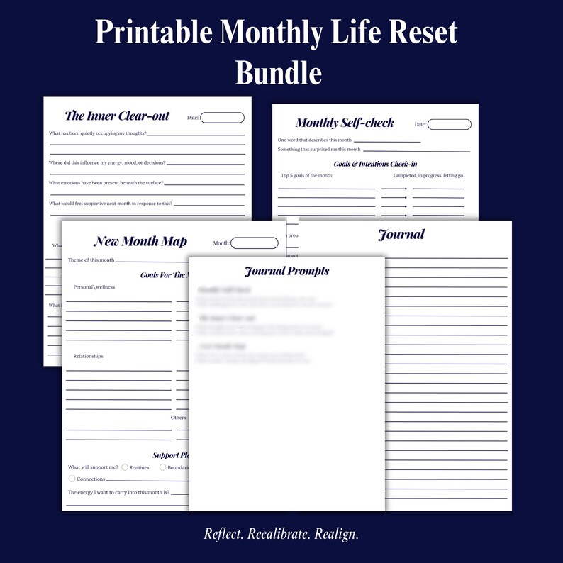 Monthly Reset Planner | Self Check, Goal Setting, Personal Growth ...