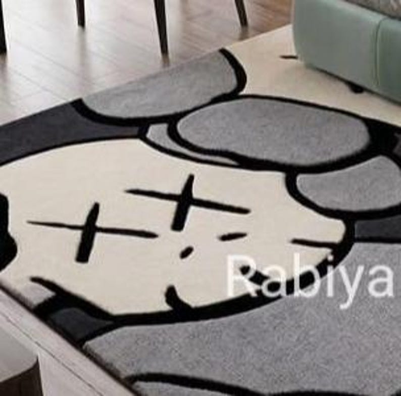 Kaws Inspired Rug, Modern Cartoon Area Rug, Hand Tufted Wool Rug, Street Art Rug, Luxury Living Room Rug, Custom Designer Carpet image 2