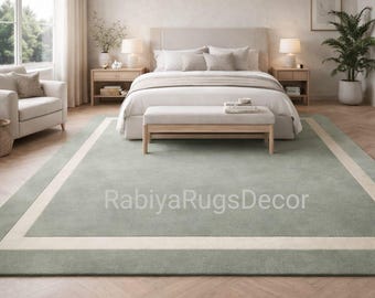 Hand Tufted Rug, Minimalist Wool Area Rug, Modern Neutral Carpet, Luxury Bedroom Living Room Décor