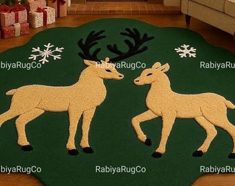 Julhjortmatta, grön renmatta, festlig vinterinredning