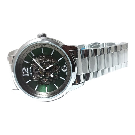 Used Fossil Automatic Skeleton Watch – Green Sunb… - image 2