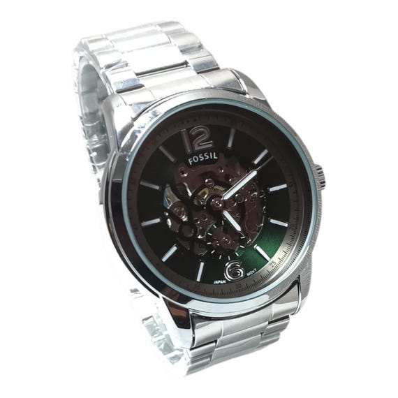 Used Fossil Automatic Skeleton Watch – Green Sunb… - image 8