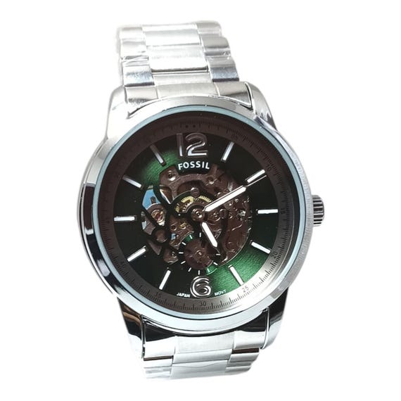 Used Fossil Automatic Skeleton Watch – Green Sunb… - image 7