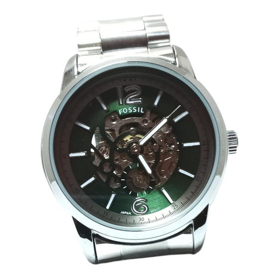 Used Fossil Automatic Skeleton Watch – Green Sunb… - image 4