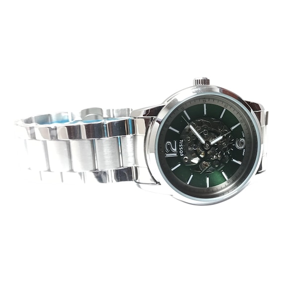 Used Fossil Automatic Skeleton Watch – Green Sunb… - image 3