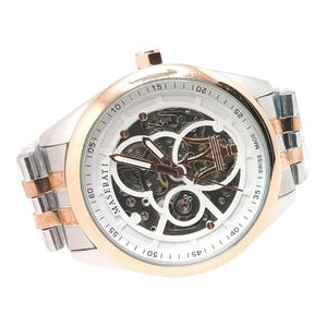 Begagnad Maserati Skelett Automatisk Klocka Tvåfärgad Rostfritt Stål Roséguld Armbandsur Tillverkad i Schweiz