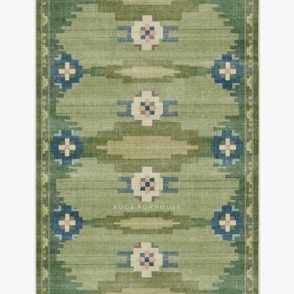 Tappeto Kilim in lana intrecciata a mano – Tappeto scandinavo moderno a tessitura piatta