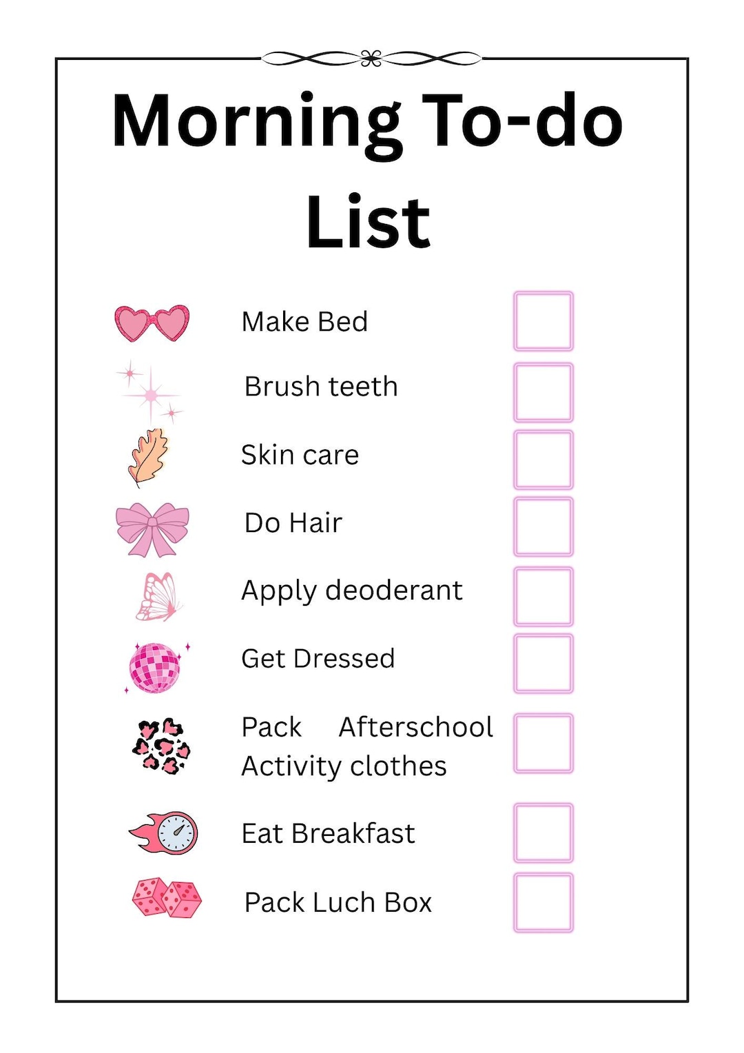 Tween Morning Routine Cold Tween Morning To-do/ Checklist - Etsy