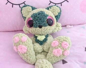 Motif au crochet en forme de chat et de feuille de Spira | Tutoriel sur la peluche Amigurumi (téléchargement PDF)