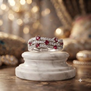 3.00 CT Round Cut Natural Ruby & Diamond Ring | 14K White Gold Engagement (IGL Certified)