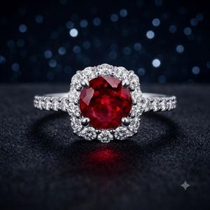Ring met natuurlijke robijn en diamant van 2,00 karaat (rondgeslepen) | Verlovingsring van 14 karaats witgoud (IGL-gecertificeerd)