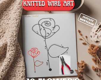10 Flower Wreath Knitted Wire Art Templates: I-Cord Tricotin (PDF Download) maha 13